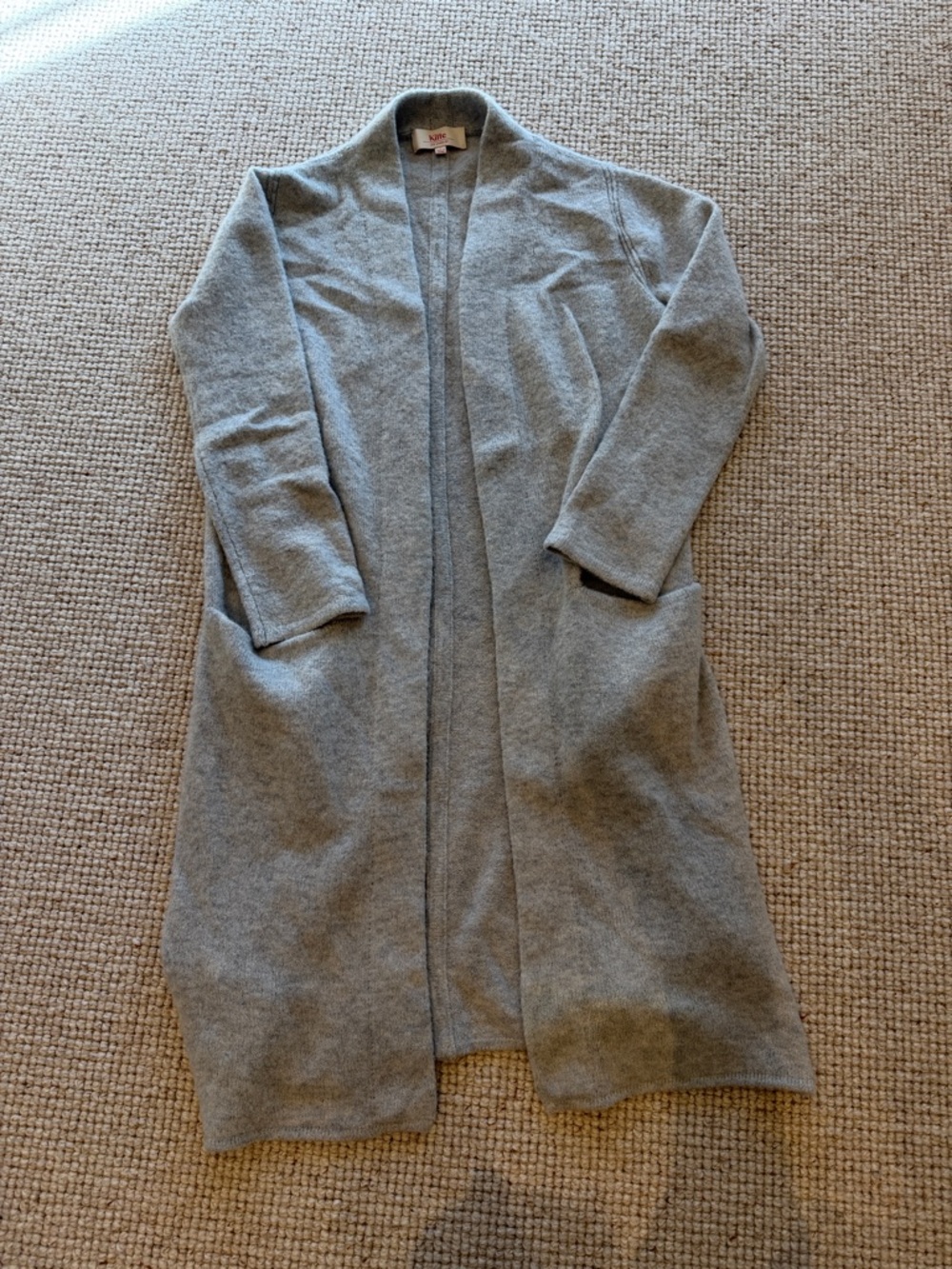 Light Gray Open-Front Longline Cardigan Sweater